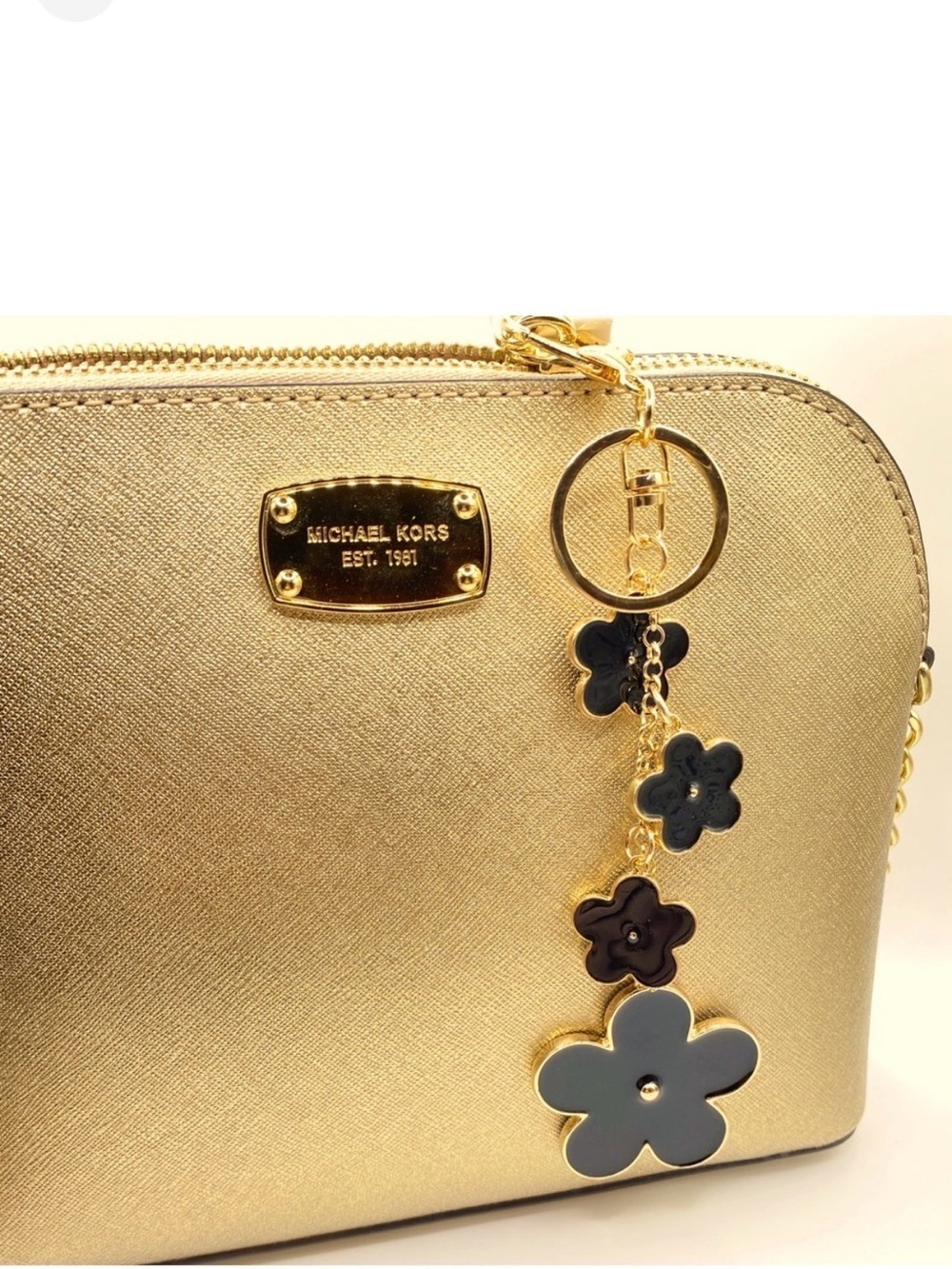 Beautiful Gold and Black Flower Keychain/Bag Charm - Women Accessories